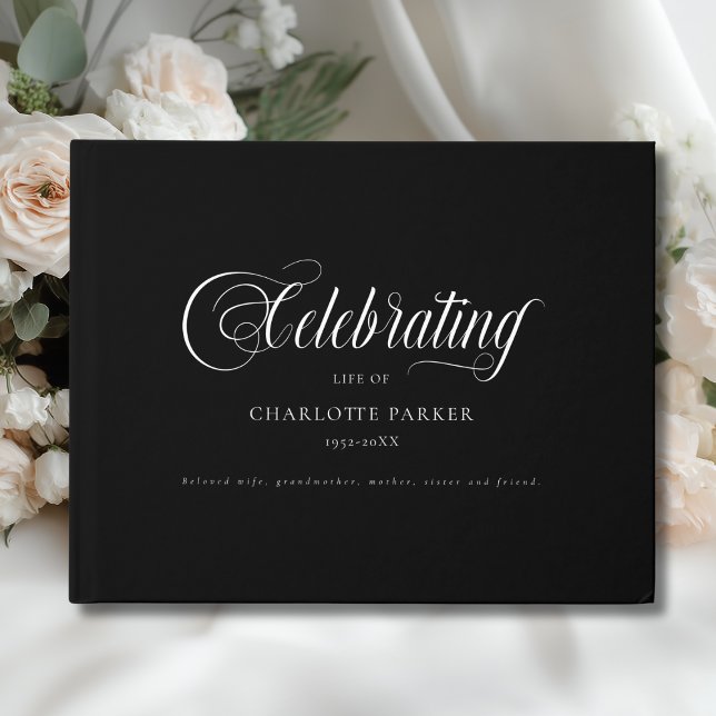  Memorial "Celebrating life of" Black Gästböcker (Memorial "In Loving memory" Black Guest Book)