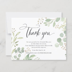 Memorial Classic Simple Greenery Foliage Botanical Tack Kort