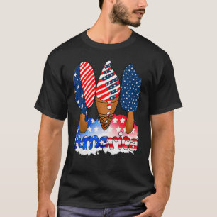 Memorial Day 4:e juli Helgdag Patriotic Ice Cre T Shirt