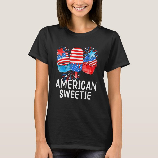 Memorial Day 4:e juli Helgdag Patriotic Ice Cre T Shirt (Framsida)