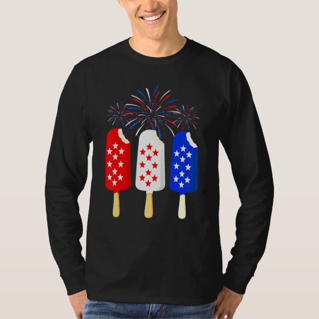 Memorial Day 4:e juli Helgdag Patriotic Ice Cre T Shirt (Framsida)