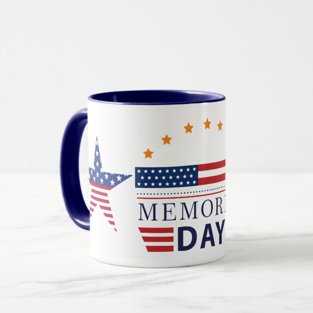 Memorial Day American Flag Stars Patriotic Combo Mugg (Framsida vänster)