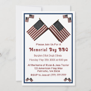Memorial Day American Flagga Inbjudningar