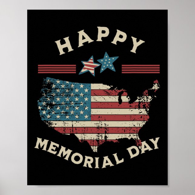 Memorial Day American Flagga Memorial Day 4 Jul Poster (Framsidan)