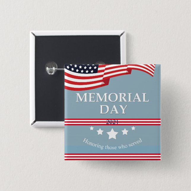 Memorial Day American Flagga Typography Patriotic Knapp (Framsida & baksida)