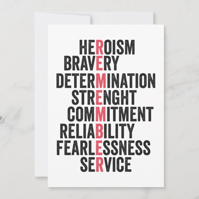 Memorial Day American Patriotic Veteran Kom ihåg Inbjudningar (Framsida)