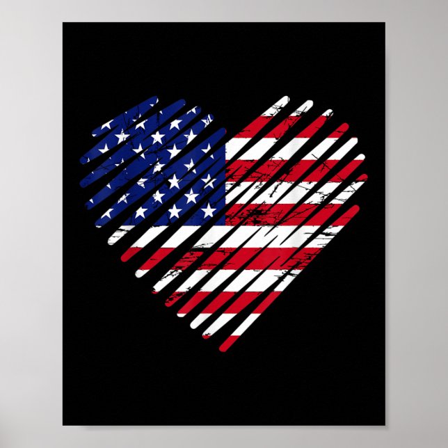 Memorial Day&amp; 4:e juli Partiotic Heart,manar Poster (Framsidan)