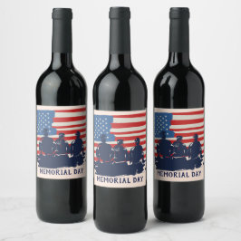 Memorial Day Barbecue Party Vinflaska Etikett