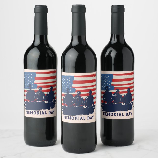 Memorial Day Barbecue Party Vinflaska Etikett (Flaskor)