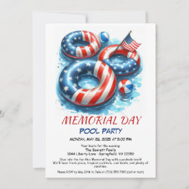 Memorial Day Bassäng Party | Summer Bash Inbjudningar