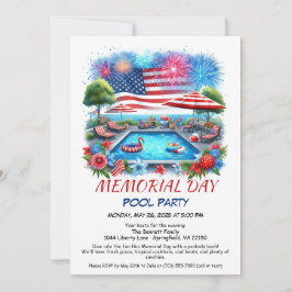 Memorial Day Bassäng Party | Summer Bash Inbjudningar
