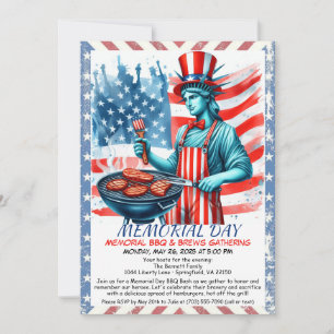 Memorial Day BQ-inbjudan - Patriotic Backyard Inbjudningar