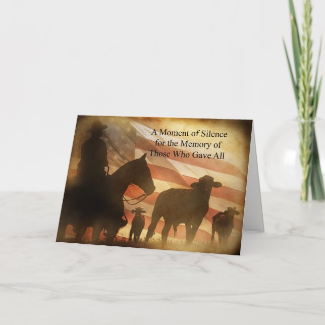 Memorial Day Card a Moment of Silence Cowboy Kort (Framsida)