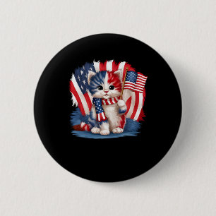 Memorial Day Cat Funny Kitten 4 juli Patrioti Knapp
