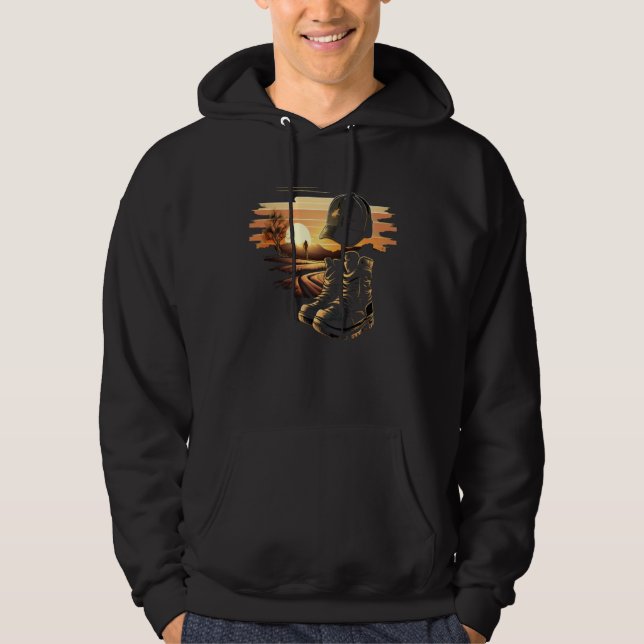 Memorial Day Fallen Soldier Veteran American Flag  Hoodie (Framsida)