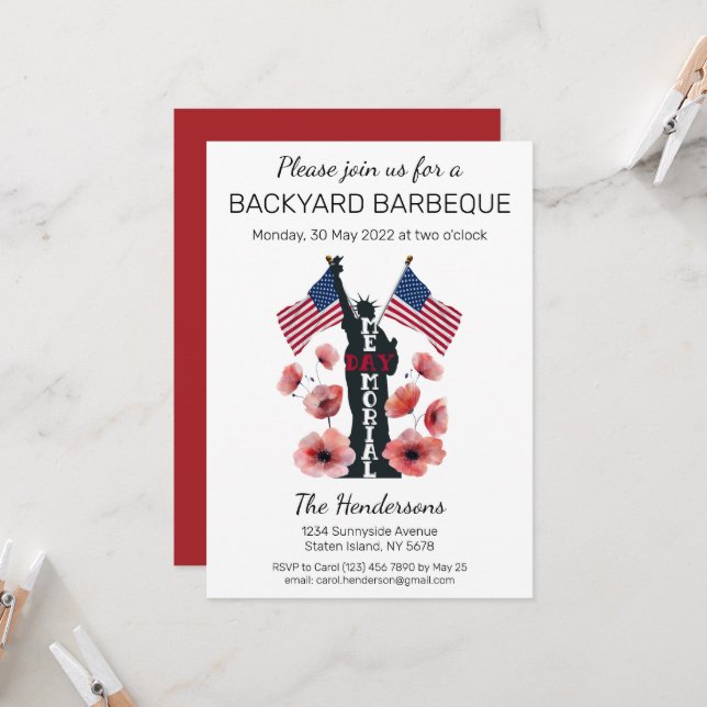 Memorial Day firande Inbjudningar (Fram/Back In Situ)