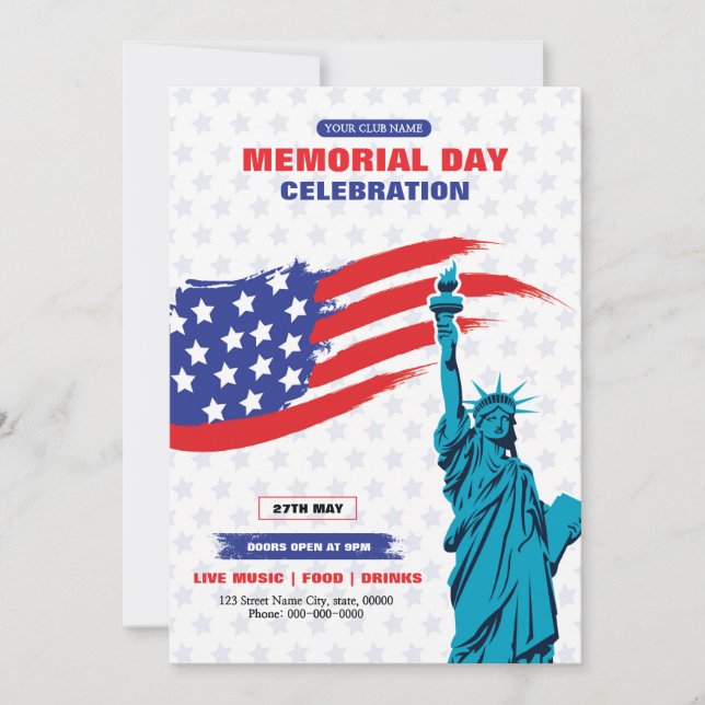 Memorial Day Flyer Inbjudningar (Framsida)