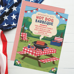 Memorial Day Hett Hund Barbeque Party Inbjudningar