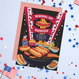 Memorial Day Hett Hundar Barbeque Party Inbjudningar
