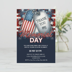 Memorial Day Juli Patriotic Inbjudningar