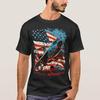 Memorial Day Military Aircraft USA American Flagga T Shirt