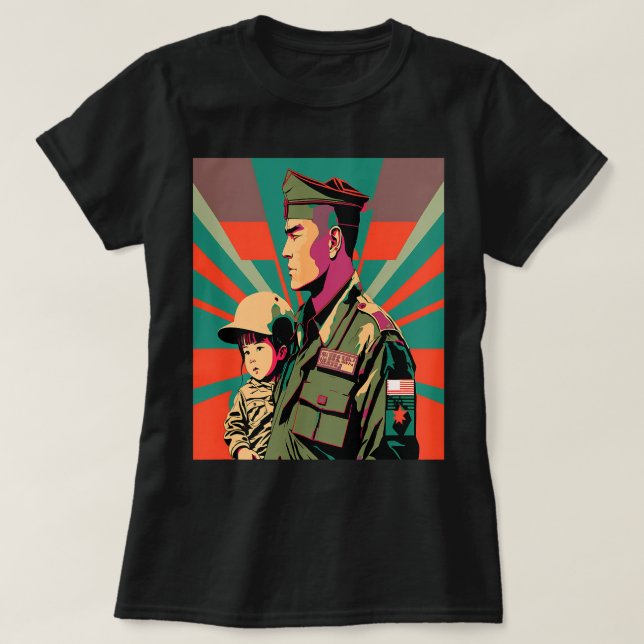 Memorial Day minnesminnesminneshögtid, Retro Soldi T Shirt (Design framsida)