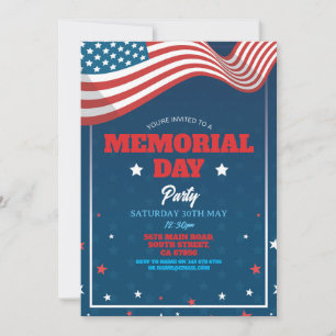 Memorial Day Party American Bubons Flagga Inbjudningar