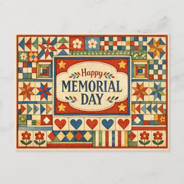 Memorial Day Patchwork Quilt  Helg Vykort (Framsida)