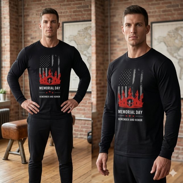 Memorial Day Patriotic US Flag Soldier Honor  Lång Ärmad Tröja (Skapare uppladdad)