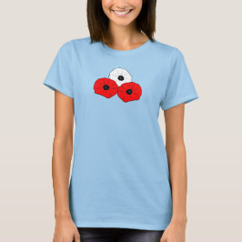 Memorial Day Peach Red and White Poppies Tee Shirt