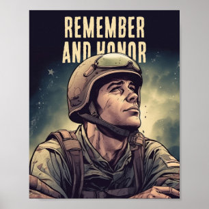 Memorial Day Soldier Kom ihåg och hedra Poster