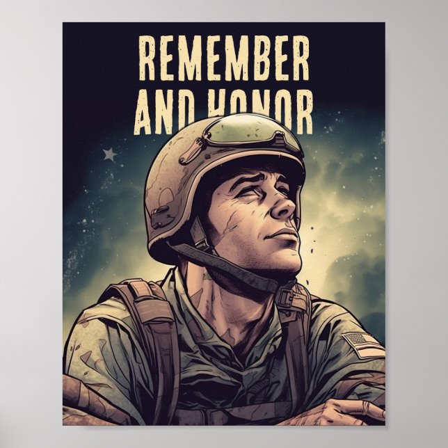 Memorial Day Soldier Kom ihåg och hedra Poster (Framsidan)