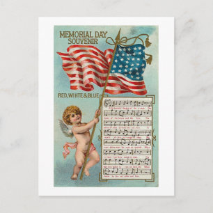 Memorial Day Souvenir Red, White, Blue Vykort