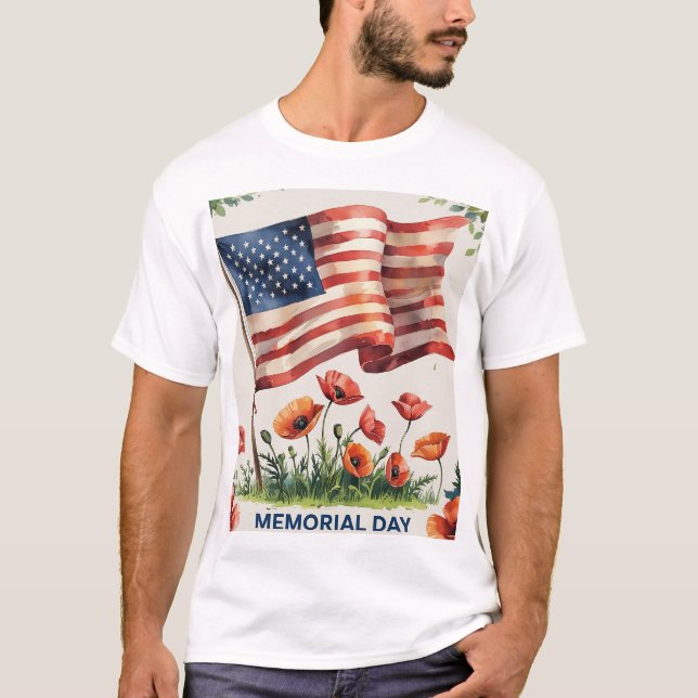 Memorial Day T-Shirt Patriotic USA flagga Shirt (Framsida)