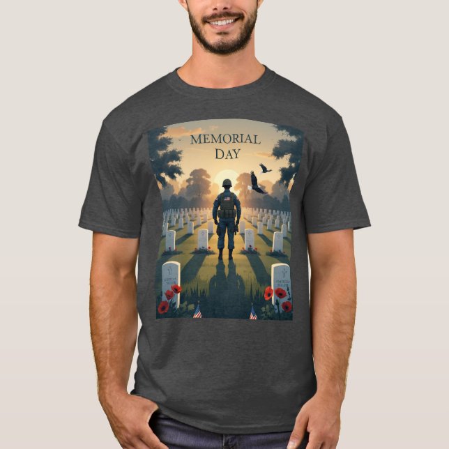 Memorial Day Tribute Artwork - Honoring America T Shirt (Framsida)