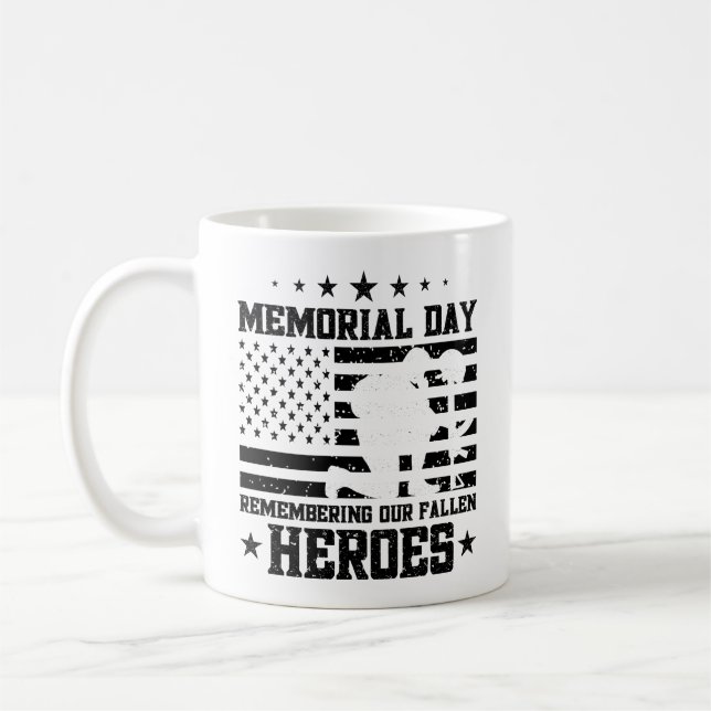Memorial Day USA flagga Funny Party Veterans Day Kaffemugg (Vänster)