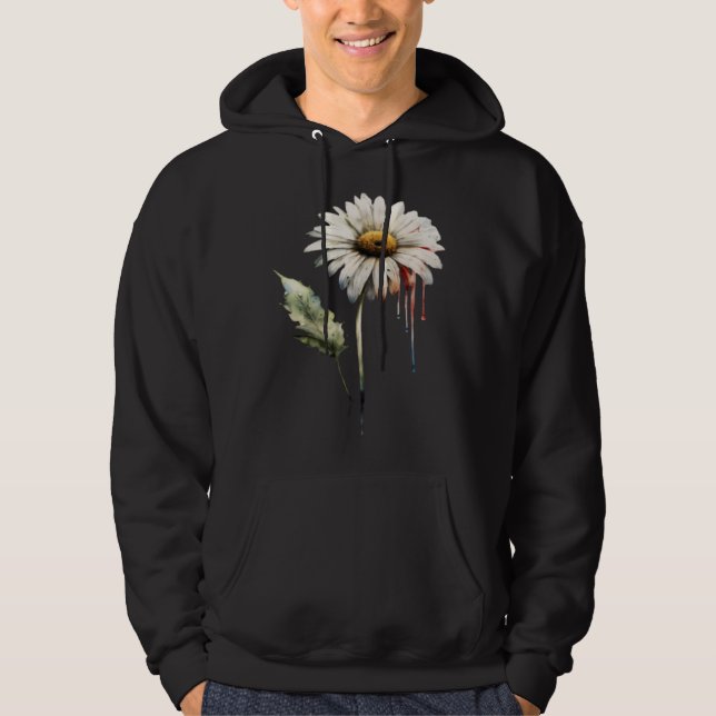 Memorial Day Veteran Wife Daisy American USA Flag  Hoodie (Framsida)