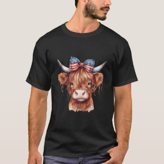 Memorial Day Veterans Day 4Th Of July Highland Cow T Shirt