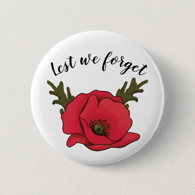 Memorial Day, Veterans Day Poppy Button Pin Knapp (Framsida)