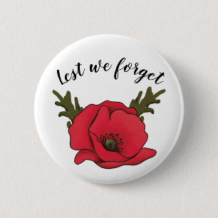 Memorial Day, Veterans Day Poppy Button Pin Knapp