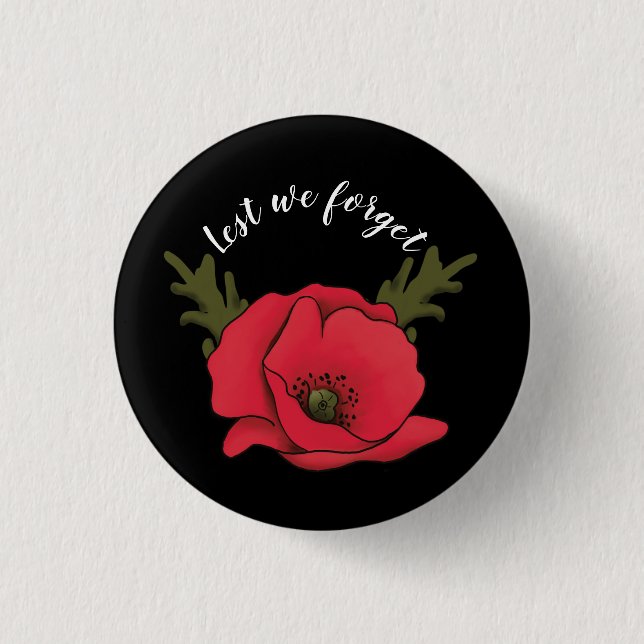 Memorial Day, Veterans Day Red Poppy Button Pin Knapp (Framsida)
