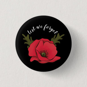 Memorial Day, Veterans Day Red Poppy Button Pin Knapp