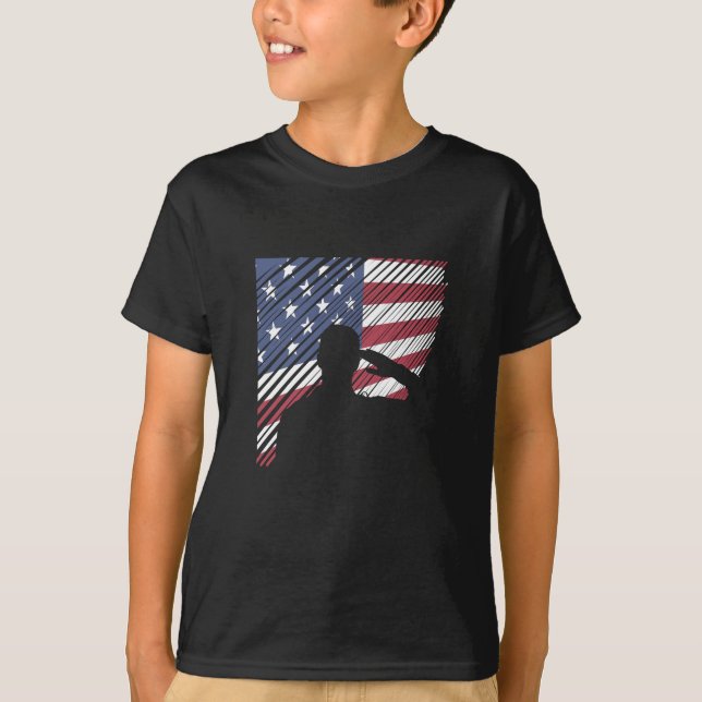 Memorial Day Veterans Day US Flagga Soldat T Shirt (Framsida)