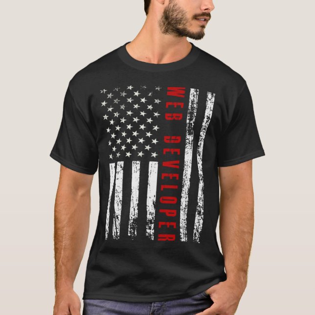 Memorial Day web developer usa flag T Shirt (Framsida)