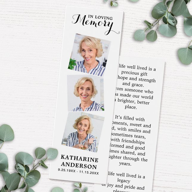 Memorial Dikt 3 - bokmärke för fotopatal bön Litet Visitkort (Skapare uppladdad)