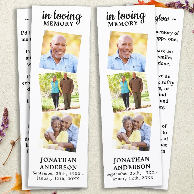 Memorial Dikt 3 Photo Funeral Prayer 2 Bokmärken (Skapare uppladdad)