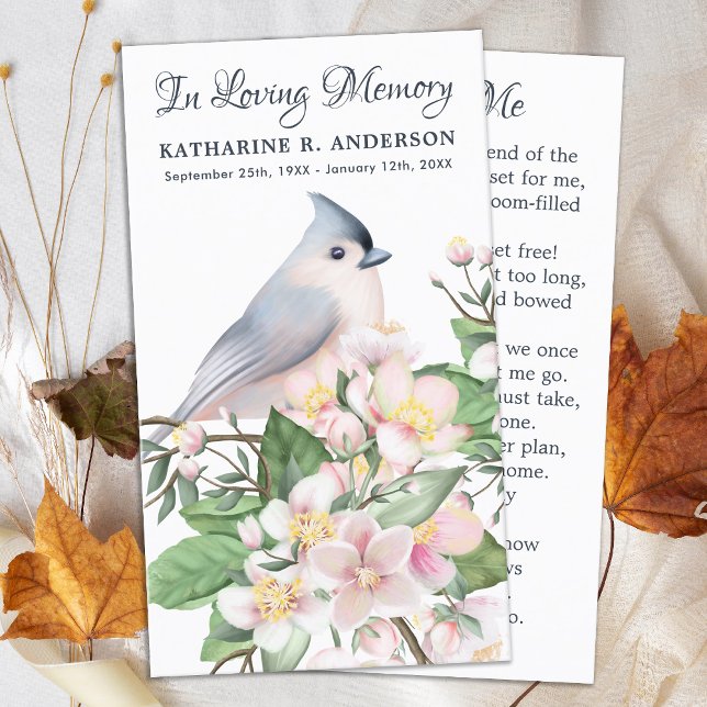 Memorial Dikt Bird Flowers Funeral Prayer Card (Skapare uppladdad)