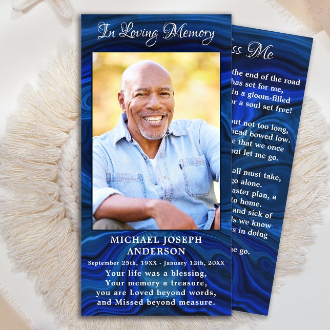 Memorial Dikt Funeral Prayer Bookmark Blue Marble (Skapare uppladdad)