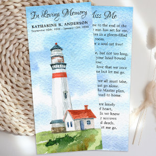 Memorial Dikt Funeral Prayer Bookmark Lighthouse