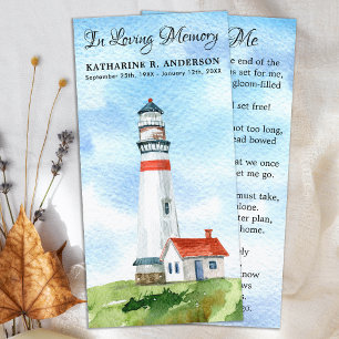 Memorial Dikt Lighthouse Funeral Prayer Bookmark